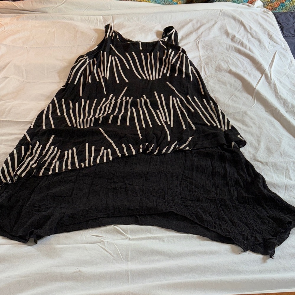 Chic Black and White High Low Women's Dress